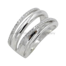Стерлингового серебра ювелирные изделия Высокий отполированный палец кольцо женщин подарок (KR3054)